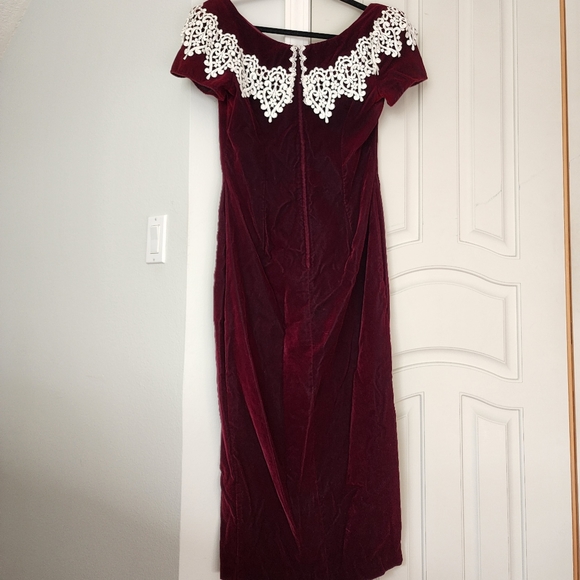SOLD Scott McClintock Vintage Size 10 Velvet  Burgundy Formal Dress - Picture 5 of 10